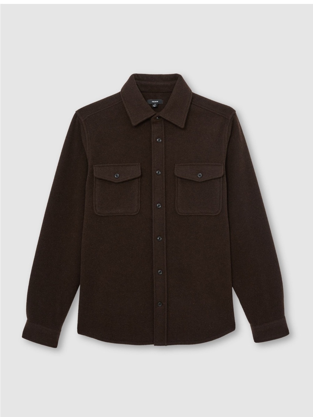 Reiss Demari Dark Brown Wool Overshirt Jacket
